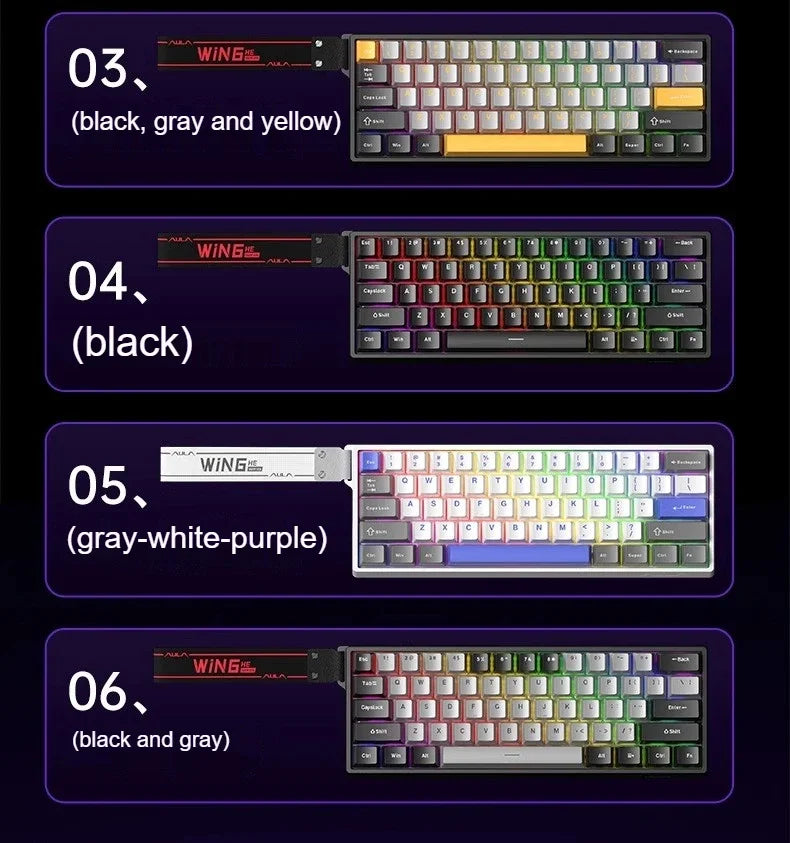 AULA WIN60 HE Magnetic  Keyboard Wired Trigger 8K Return Esports Gamer Customize RGB Mechanical Gaming Keyboard