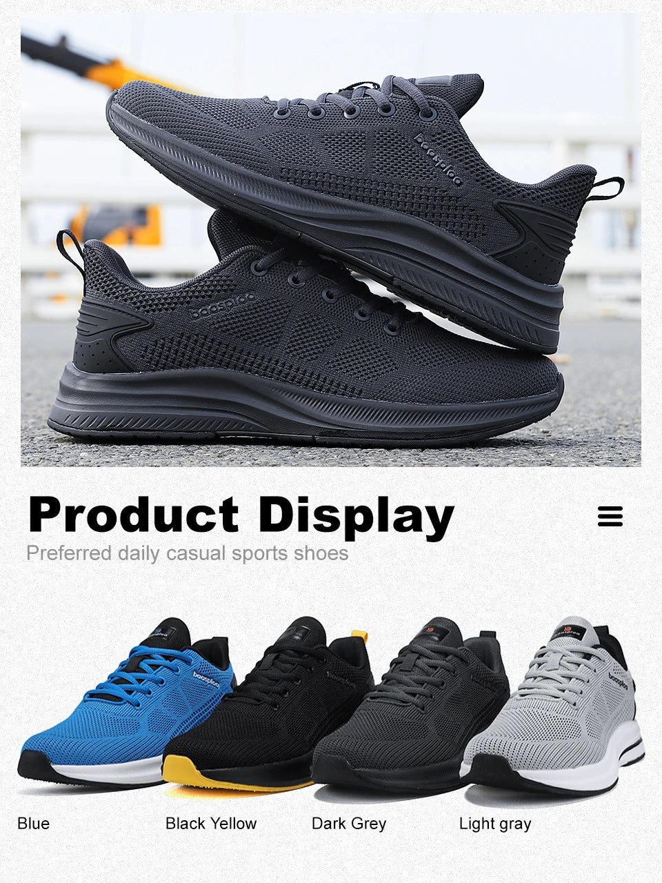 Baasploa Men's Running Shoes Brand, Male Designer Mesh Casual Sneakers, Lightweight Lace-Up New Male Outdoor Sports Tennis Shoes