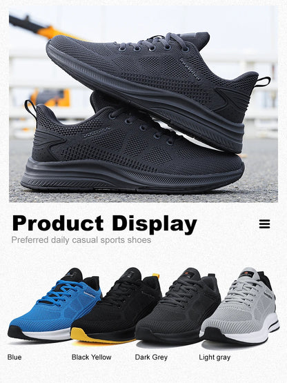 Baasploa Men's Running Shoes Brand, Male Designer Mesh Casual Sneakers, Lightweight Lace-Up New Male Outdoor Sports Tennis Shoes