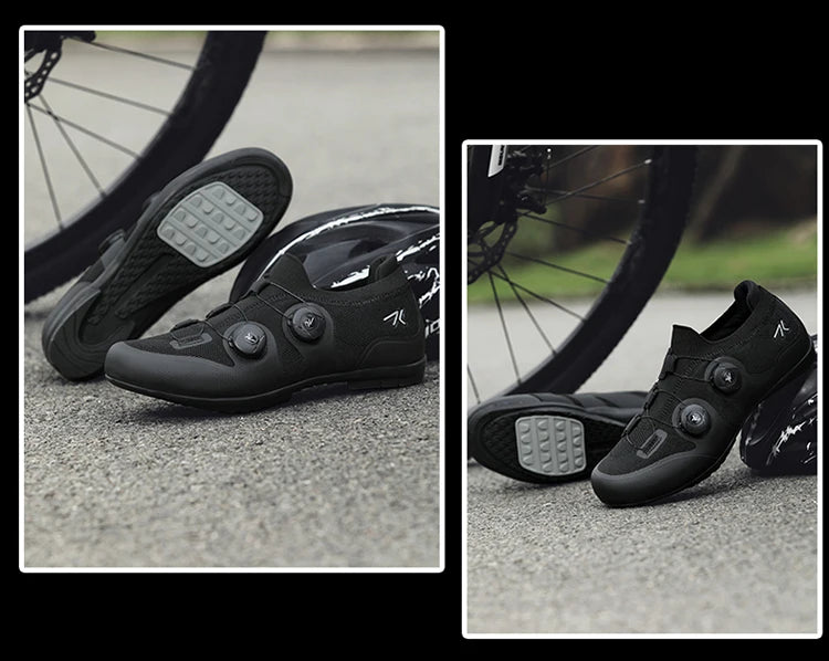 Cycling shoes road bike unisex, HsYixin breathable SPD self-locking non-slip racing road bike shoes flat MTB bicycle sneakers