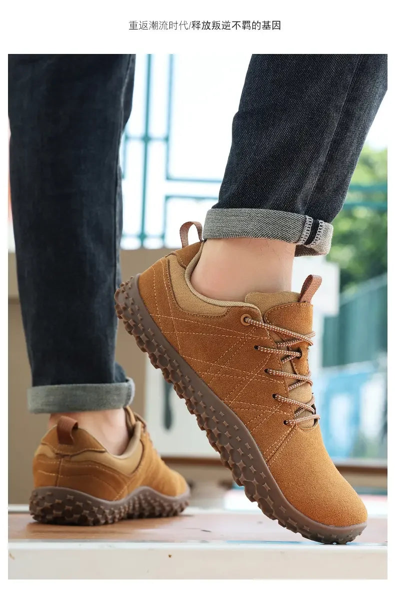 Suede Leather Shoes PU Fabric Wide Toe Shoe Anti-slip Hiking Shoe Workwear Men's Sports Shoes Women's Outdoor Walking Shoes