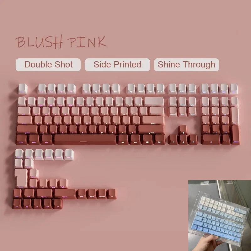 Nuovi keycap per tastiera meccanica da gaming 60/64/84/98/108 con switch MX, 135 tasti, profilo OEM, PBT, incisione laterale, sfumatura rosso e nero