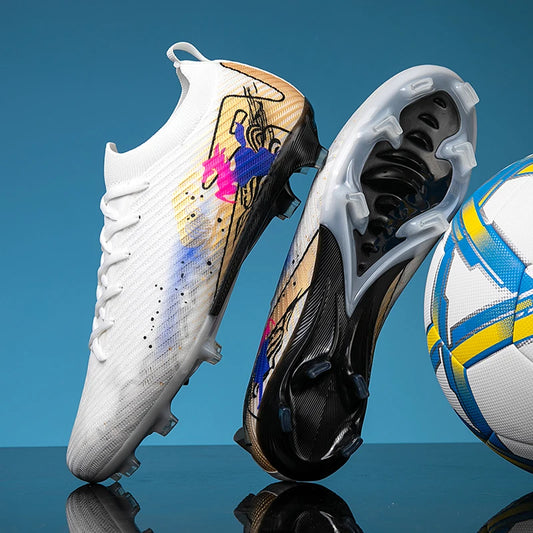 New Men Football Boots Cleats Non-Slip Match Ultralight Soccer FG Training Shoes Soccer Shoes Long Spikes Outdoor Drop Shipping