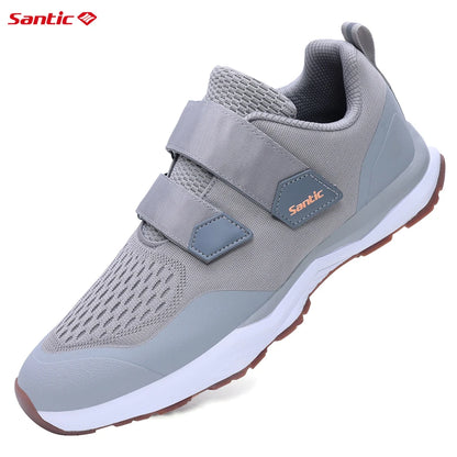 Santic Cycling Shoes Multi-purpose Running SPD Indoor Leisure Shoes Rubber Sole Hook and Loop Design 3D Mesh Fabric Sneakers Unisex