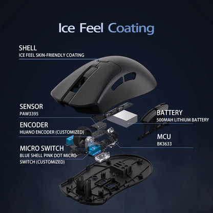 Delux M900PRO Versione ultraleggera Mouse gaming wireless ergonomico 1K/8K Polling Rate 50g PAW3395 per gamer PC destrorsi con mano grande