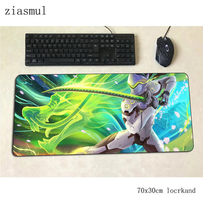 Overwatch gamer-musemåtte, flot 70x30cm gaming-musemåtte til pc og notebook, skrivebordsmåtte til spil, æstetisk gamer-måtte og gamepad