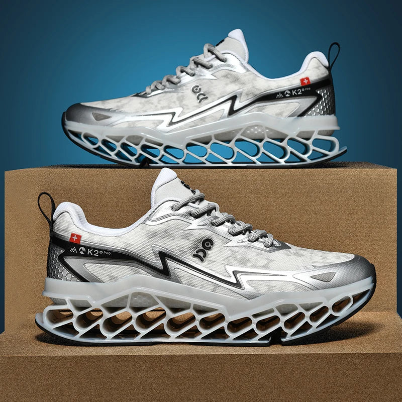 2026 New Summer Outdoor Mens Sports Shoes 3D Printed Sole Rebound Lightweight Running Shoes Foot Protection Stable Walking Shoes