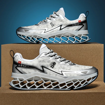 2026 New Summer Outdoor Mens Sports Shoes 3D Printed Sole Rebound Lightweight Running Shoes Foot Protection Stable Walking Shoes