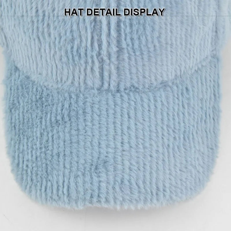 Autumn Winter Baseball Cap Women Artificial Lamb Wool Hats Keep Warm Cap Plush Baseball Caps Spring Baseball Cap Solid Sunshade