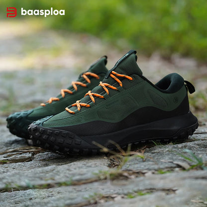 Baasploa Hiking Shoes Men Outdoor Waterproof Camping Resistant Non-Slip Sneakers Casual Lightweight Lace-Up Walking Shoes for Men