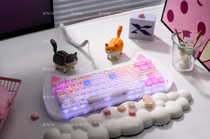Keycaps XVX 148 Teclas Tema Gato Perfil MAO Keycap Coreana Brilhante e Fofa para Teclado 61 64 68 78 87 96 98 104 108