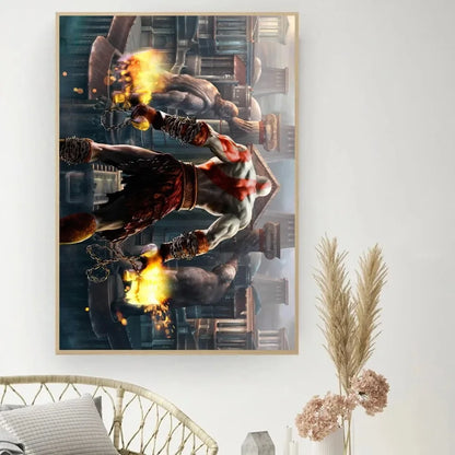Game God Of War Poster DIY Vintage Movie Poster Wall Art Painting Study Stickers Small Szie Wall Painting