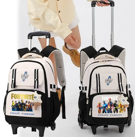 Fortnite Schüler-Rollrucksack mit großem Fassungsvermögen, wasserdichtem, leichtem Design, minimalistischer Laptop-Schultasche und lässiger Reisetasche