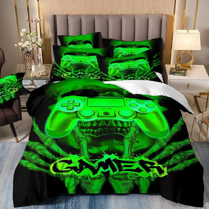 Gamer Bedding Sets for Boy Kid Gaming Duvet Cover Set Queen Video Games Comforter Cover, Playstation Designs Bed Set for Teen Men