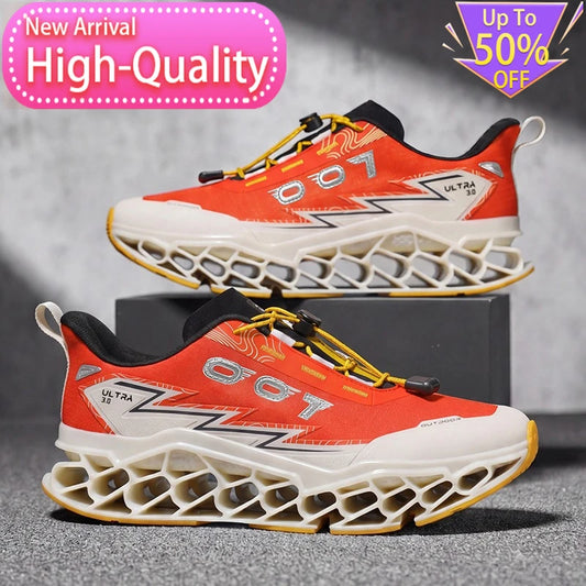Summer Hot Selling Professional Mens Sports Shoes Marathon 3D Printed Sole Running Shoes Foot Protecting Commuting Walking Shoes