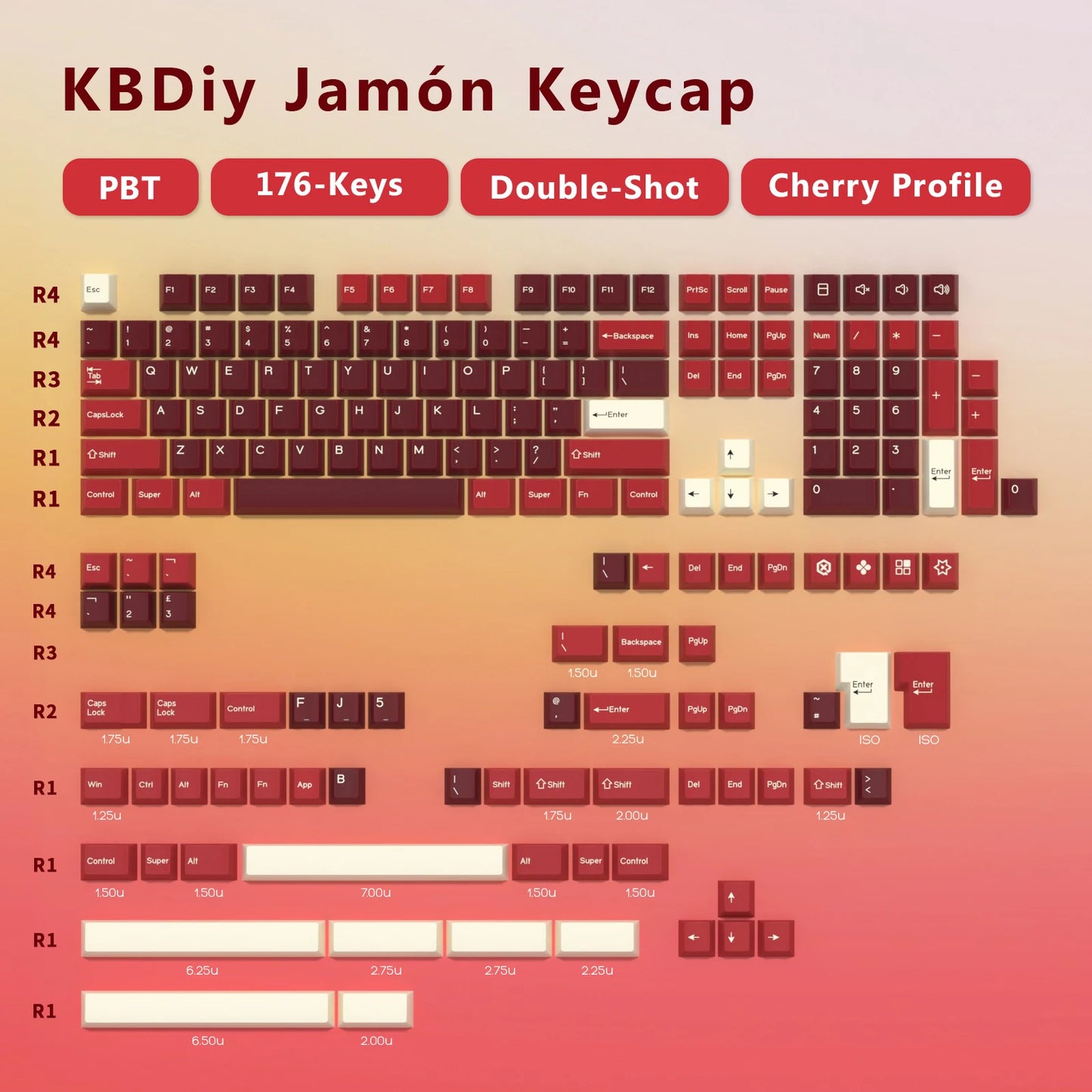 KBDiy GMK Illusion Tastenkappen Cherry-Profil Double-Shot PBT ISO-Tastenkappen für Gamer Mechanisches Tastatur-Kit Gaming Point Retro-Tastenkappe