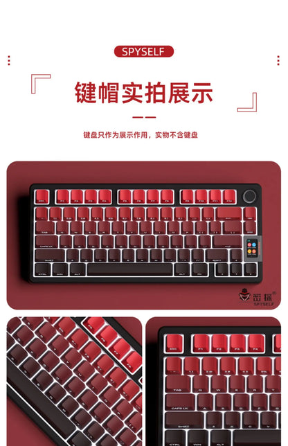 Nuovi keycap per tastiera meccanica da gaming 60/64/84/98/108 con switch MX, 135 tasti, profilo OEM, PBT, incisione laterale, sfumatura rosso e nero