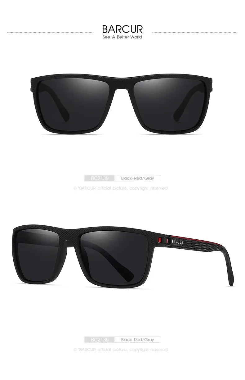 BARCUR Design TR90 Sunglasses Men Polarized Light Weight Sports Sun Glasses Women Eyewear Accessory Oculos UVAB Protection