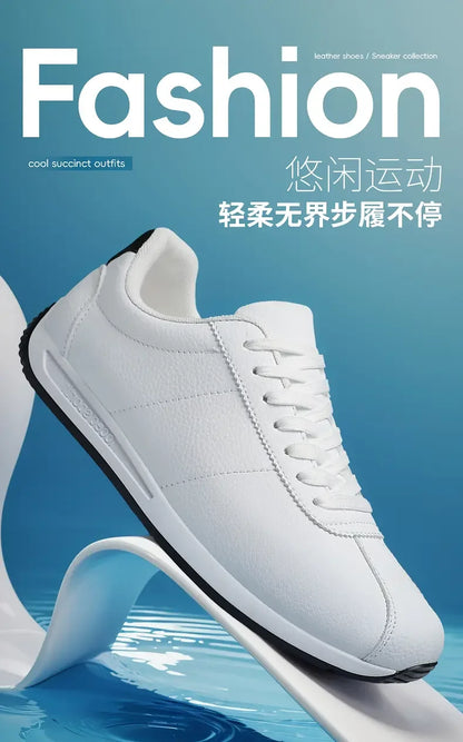 Leisure Running Summer Fashion Anti-Slip Mountaineering PU Leather Sports Shoes, Tennis Trend, Hot Selling Men’s White Flat Shoes
