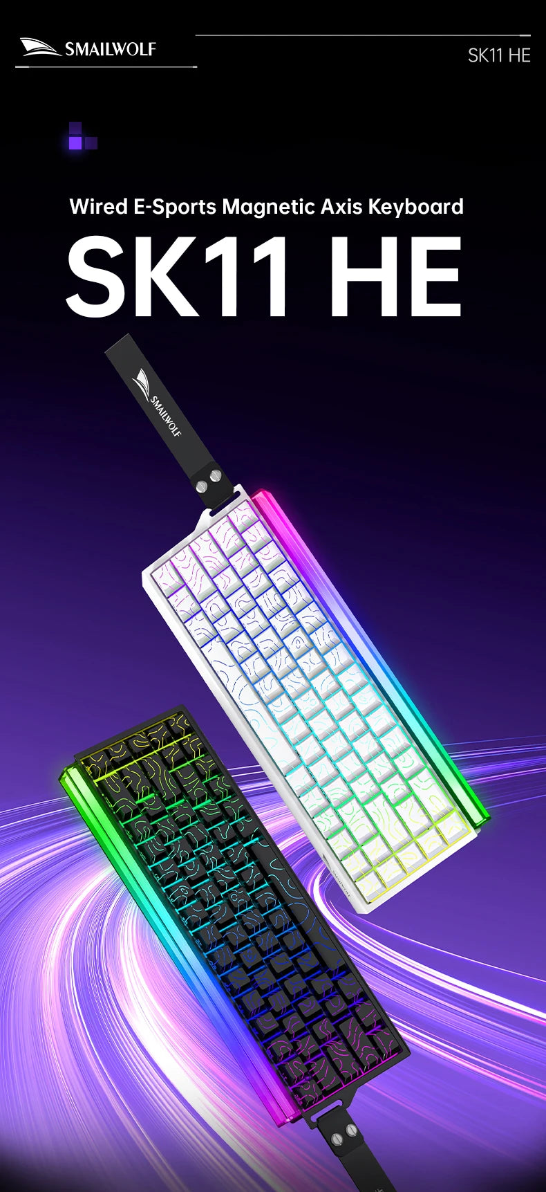 SMAILWOLF SK11 68HE Magnetic Gaming Keyboard Mechanical Wired Professional Gaming 0.01mm Quick Trigger 8KHz 0.25ms RGB Lighting