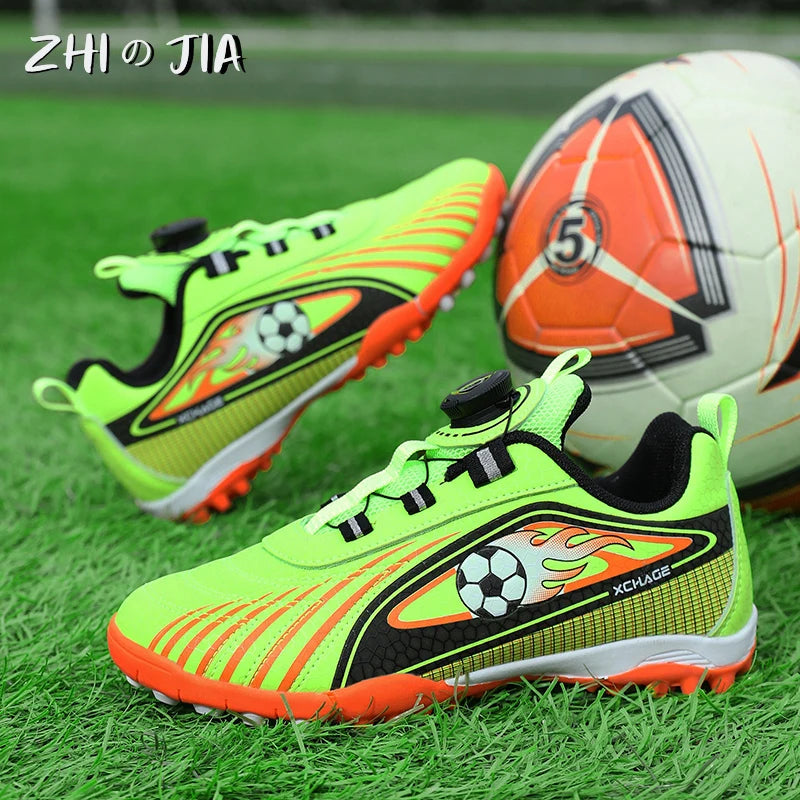 Children's Rotating Buckle Sneakers Students Competition Training Football Shoes Fashionable Lightweight Anti-slip Footwear