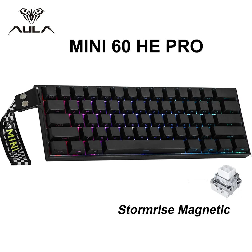 AULA Mini60 HE/Pro/Max Tastiera meccanica wireless 60% con switch magnetici RGB Tri Mode 8000Hz 0.01mmRT per PC, regali per gamer