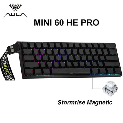 AULA Mini60 HE/Pro/Max Tastiera meccanica wireless 60% con switch magnetici RGB Tri Mode 8000Hz 0.01mmRT per PC, regali per gamer