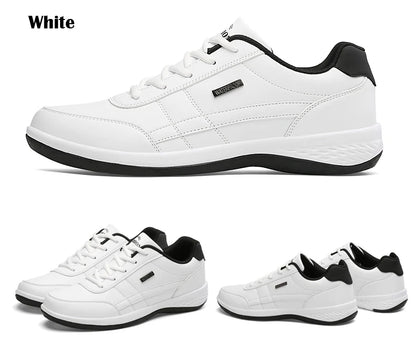 YRZL Herren-Schuhe Frühling Herbst Wasserdichte Walking-Sneaker Freizeit-Herren-Ledersportschuhe Rutschfeste Tennis-Schuhe für Herren