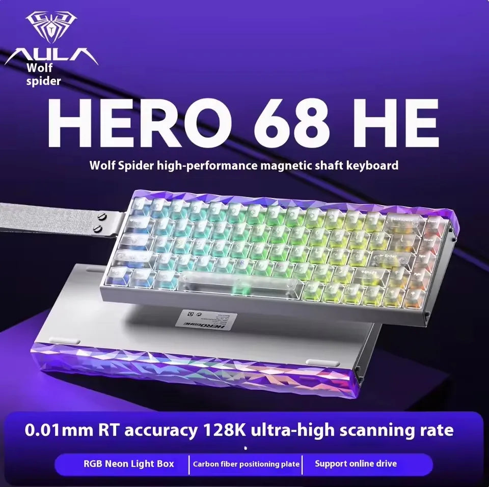 AULA HERO68 HE Tastatur mit Magnetschaltern, Rapid Trigger, 8K Polling Rate, Esports-Gaming-Tastatur, RGB, kabelgebundene mechanische Tastatur