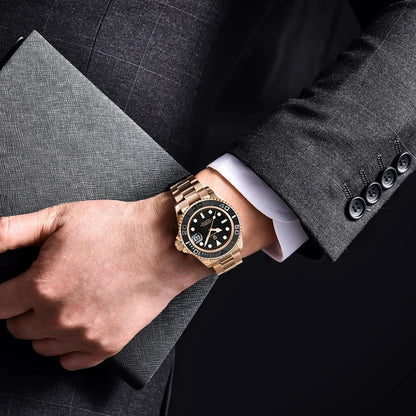 PAGANI DESIGN Luxury Mechanical Automatic Men's Watch Rose Gold Ceramic Rotating Frame Top Business watches for man reloj hombre