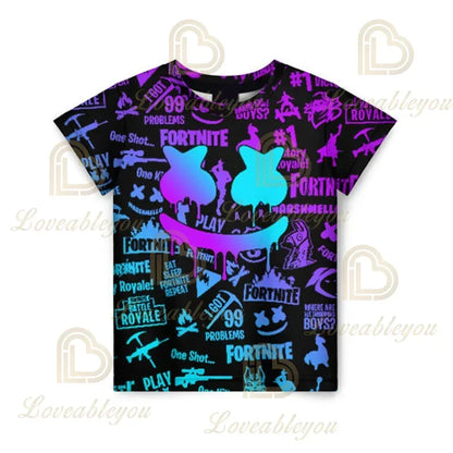 Fortnite 3D Printed Short Sleeve T-Shirt Game Cartoon Print Battle Royale Adult Kid Clothes Kids T-shirt Harajuku T-shirt