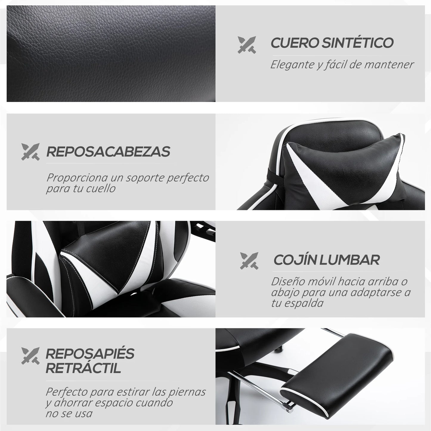 Vinsetto ergonomischer Racing-Stuhl mit verstellbarer Rückenlehne 65X70X118.5-126.5Cm