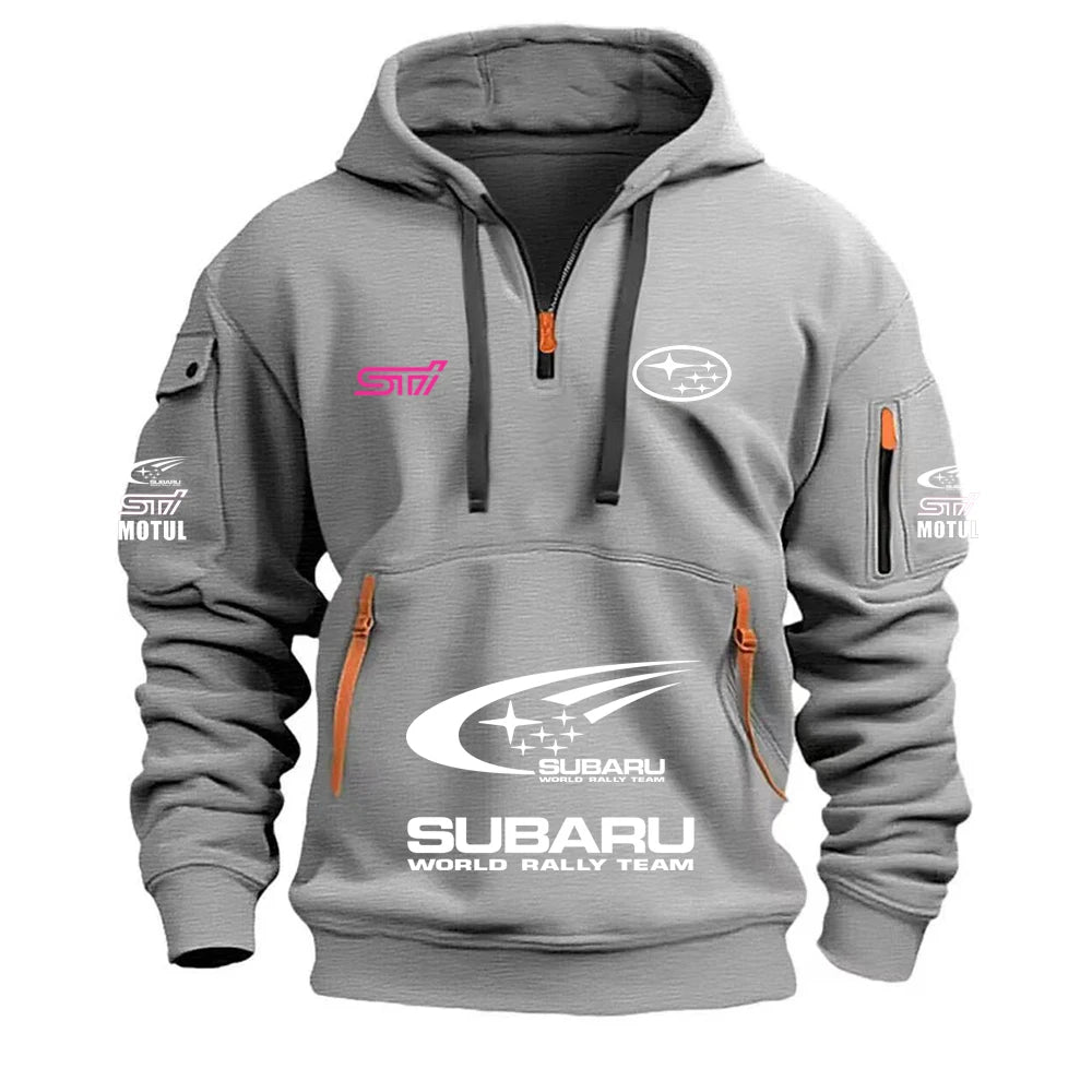 2026 New SUBARU Racing European Size Autumn/Winter Men's Hooded Kangaroo Pocket Sports Fleece Hoodie Top Coat