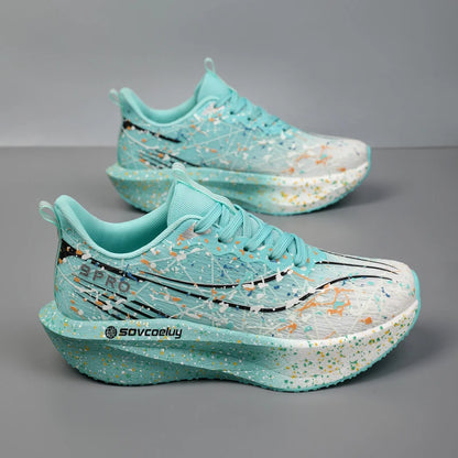 Scarpe da running uomo e donna con piastra in carbonio, ammortizzate per maratona, sportive, traspiranti, leggere, comode, antiscivolo e atletiche