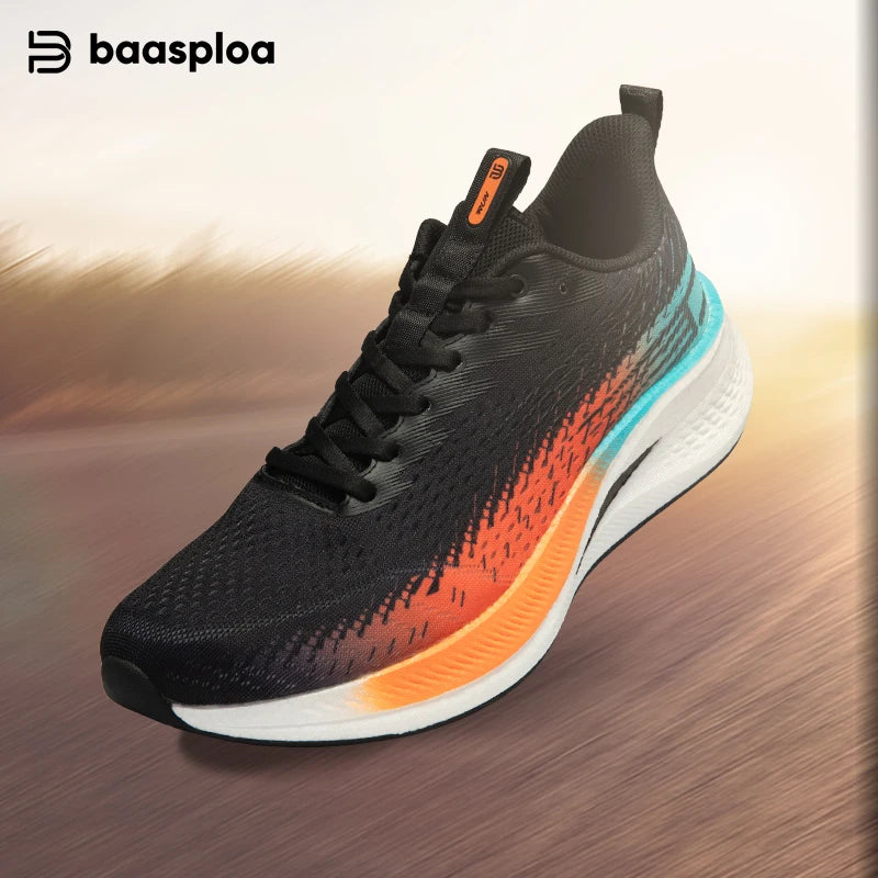 Baasploa Men Jogging Sports Shoes Carbon Plate Professional Cushioning Sneakers Male Outdoor Breathable Non-Slip Running Shoes