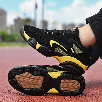 Trendige Colour-Block-Sneaker für Herren in Übergröße, bequeme, rutschfeste, geschnürte und robuste Freizeitschuhe für Outdoor-Aktivitäten von Herren