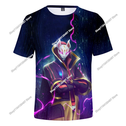 T-shirt 3D natalizia Fortnite, maglietta Battle Royale streetwear per bambini, Victory Game, uomo e donna, T-shirt Harajuku per adolescenti