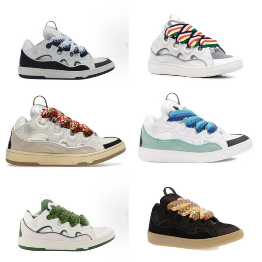 Нови дамски спортни обувки LANVIN SPORT с връзки, платформа и дебела подметка, кръгъл връх, в смесени цветове, луксозни, удобни и изчистени обувки за спорт на открито
