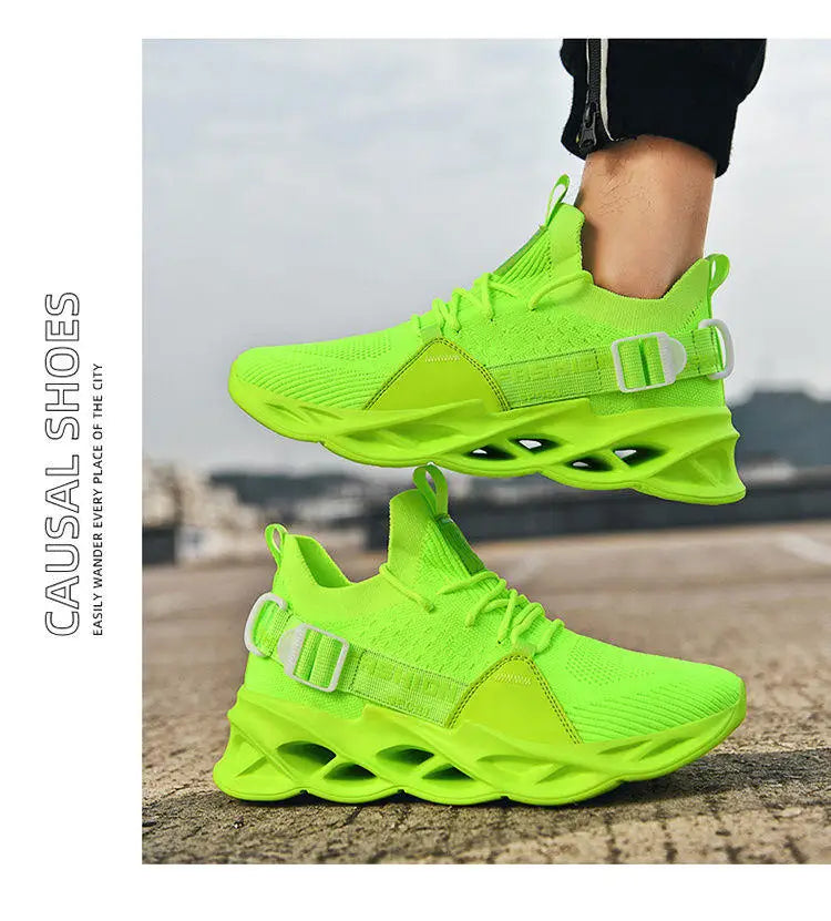Zapatillas deportivas casual moradas de moda en oferta para mujer y hombre, calzado running con suela tipo blade, talla grande 48, ligeras y transpirables, zapatillas deportivas de malla para hombre