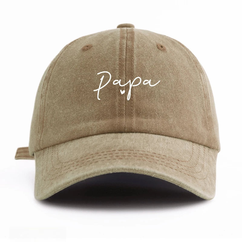 1Pc PAPA Print Washed Baseball Cap,Classic Casual Retro Adjustable Lightweight Sun Protection Versatile Driver Cap for DailyWear