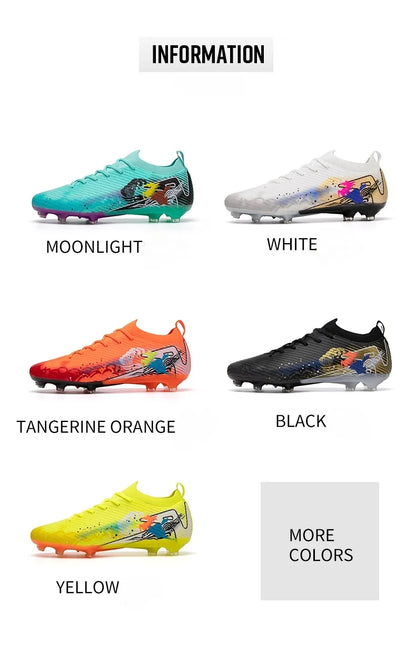 New Men Football Boots Soccer Cleats FG Non-Slip Training Shoes Soccer Shoes Long Spikes Match Ultralight Outdoor Drop Shipping