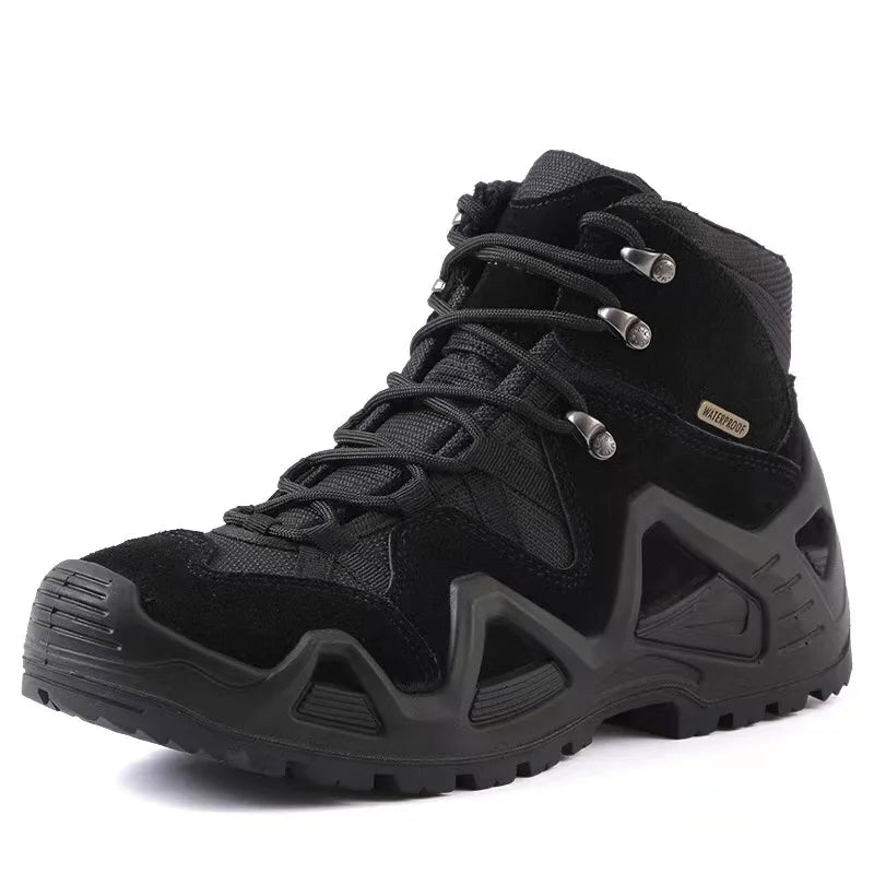 Lynjacye Mid-Cut Green Combat Boots Men Women Size 39-46 Outdoor CS Training Hiking Shoes Desert Ankle Climbing Bota Masculina
