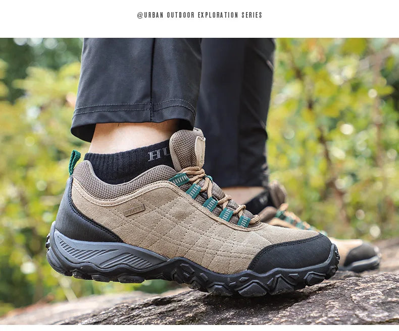 HUMTTO Hiking Shoes Men's Luxury Designer Winter Climbing Trekking Sneakers Leather Outdoor Sports Work Shoes 110282A