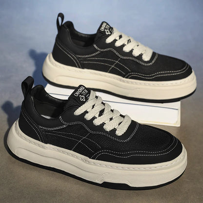 Ultraleichte atmungsaktive Mesh-Sneaker für Herren 2025 – modische Freizeitschuhe mit dicker Sohle, komfortable Schnür-Trainer für tägliche Spaziergänge