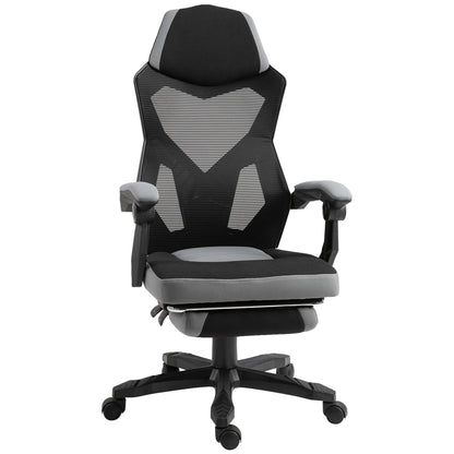 Ergonomic Gaming Office Chair, Grey & Black, Adjustable Height, 360° Swivel, Mesh Fabric, High-Density Foam, Easy Assembly