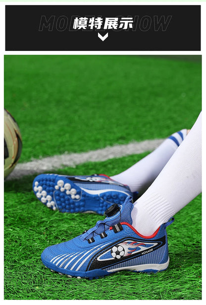 Children's Rotating Buckle Sneakers Students Competition Training Football Shoes Fashionable Lightweight Anti-slip Footwear