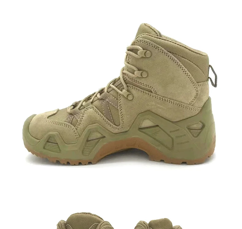 Lynjacye Mid-Cut Green Combat Boots Men Women Size 39-46 Outdoor CS Training Hiking Shoes Desert Ankle Climbing Bota Masculina