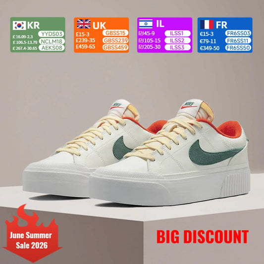 Nike Court Legacy Lit Leather Comfort Slip-Resistant Cushioned Durable Low-Top Tennis Shoes FD0355-133