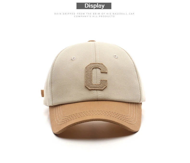 Vintage C Letter Embroidered Baseball Cap | Two-Tone Design, Adjustable Strap, Unisex for Men & Women