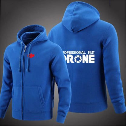 Dji Professional Pilot Drone Spring Autumn Casual Men's Solid Color Zipper Pullover Hoodie Coats Sportswear Fashion Long Sleeve, produit gaming premium Fraquane, équipement gamer